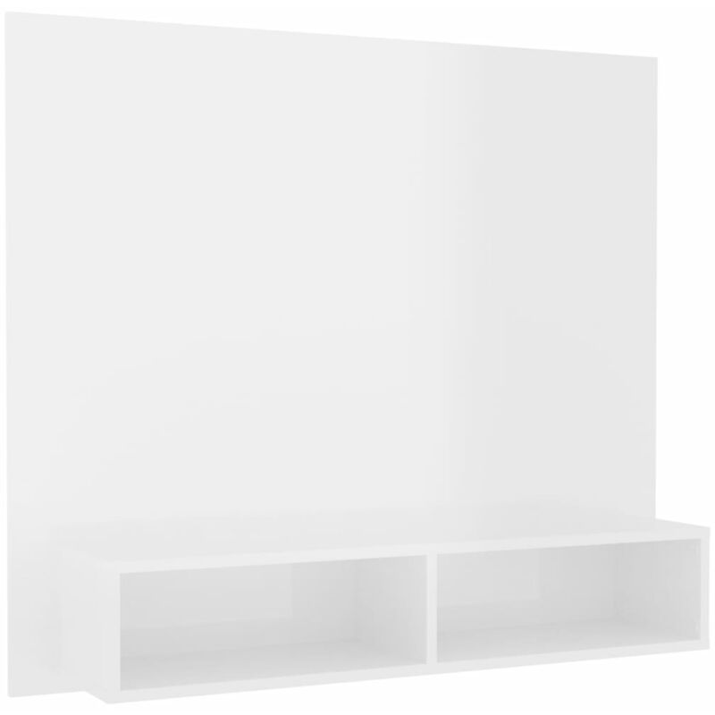 Mobile TV a Muro, Mobile TV Sospeso, Armadietti a Parete per TV Bianco Lucido  102x23,5x90 cm in Truciolato KOS97663 MaisonChic