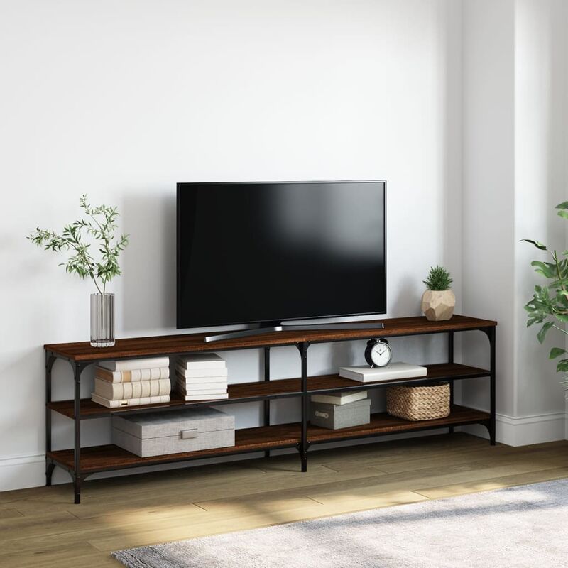 Mobile Porta TV, Armadietti per TV, Tavolino TV Per Salotto Rovere Marrone  180x30x50cm Legno Multistrato Metallo KOS33187 MaisonChic