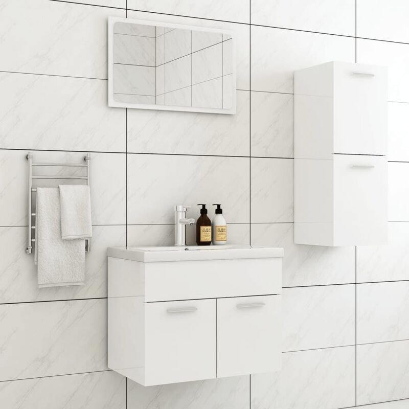 Mobiletto da bagno Montreal 30 x 30 x 131 cm Rovere con Bianco Lucido -  Mobiletto armadietto