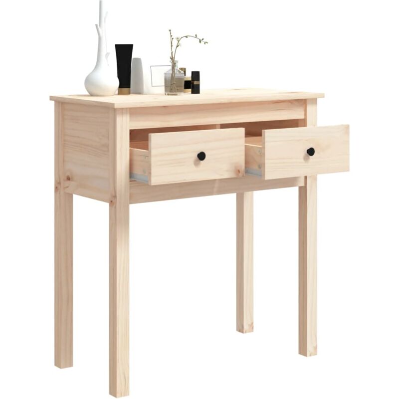 Tavolo Consolle，Tavolo da ingresso，Consolle Salvaspazio e Multiuso per  Soggiorno, Ingresso e Corridoio Nero 110x40x75 cm in Legno Massello di Pino  CNWI414205 MaisonChic