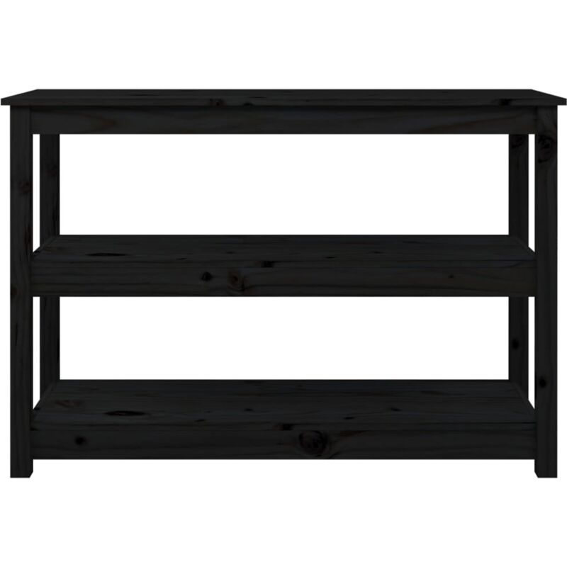 Tavolo Consolle，Tavolo da ingresso，Consolle Salvaspazio e Multiuso per  Soggiorno, Ingresso e Corridoio Nero 110x40x75 cm in Legno Massello di Pino  CNWI414205 MaisonChic