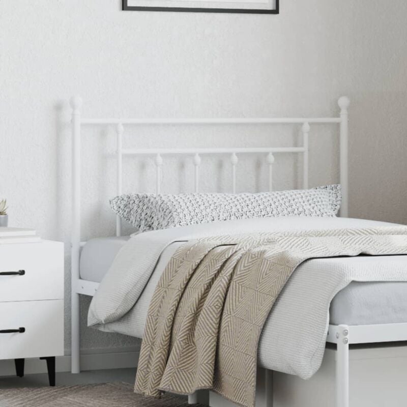 Testiera per Letto，Testata del letto，Schienale del letto in Metallo Bianco  100 cm CNWI667250 MaisonChic
