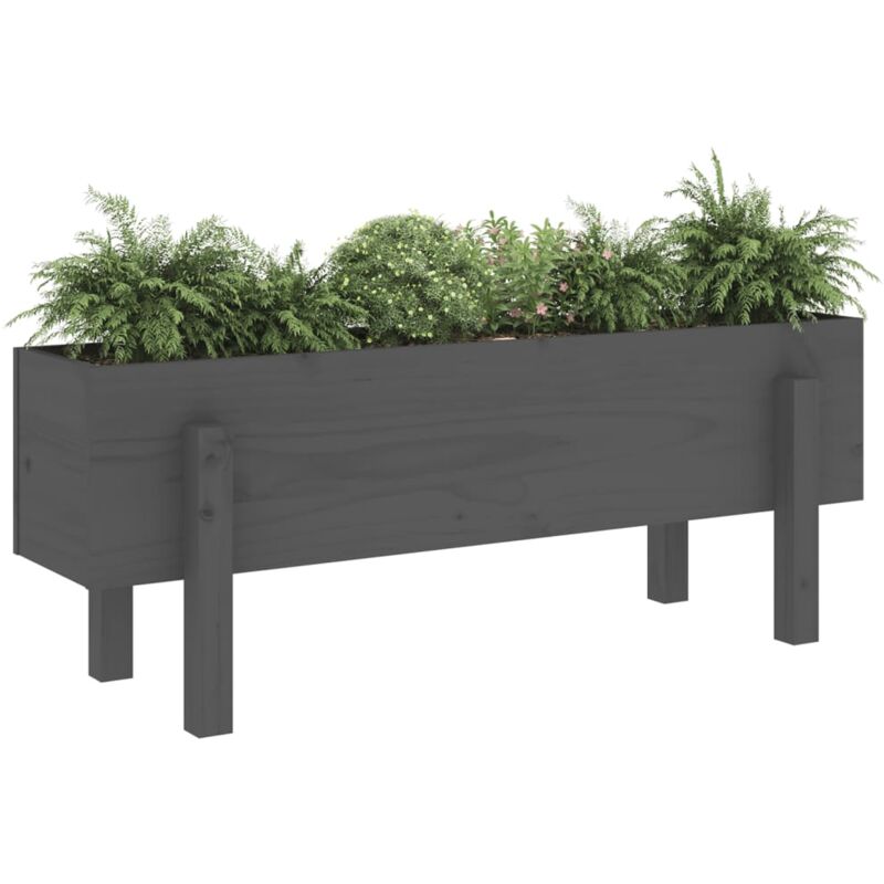 Fioriera Rialzata Giardino，Flowerpot，Fioriera Da Esterno con Ripiano Grigia  120x50x75 cm WPC CNWI587343 MaisonChic