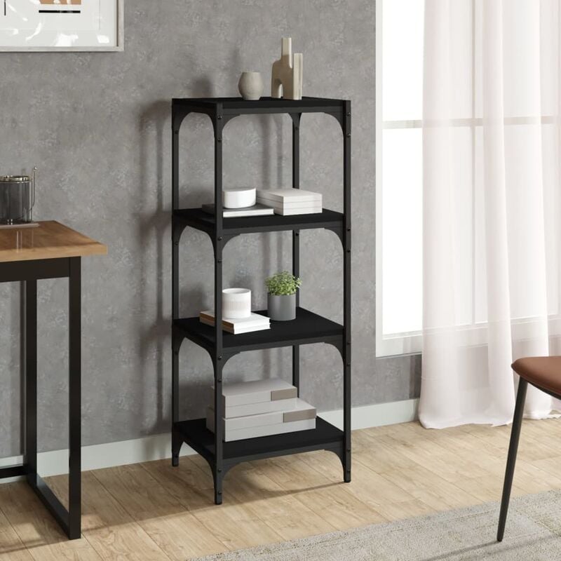 Librerie，Mobile Porta Libri，Scaffale/Armadio per Libri Nero 40x33x100cm  Legno Multistrato e Acciaio CNWI536313 MaisonChic