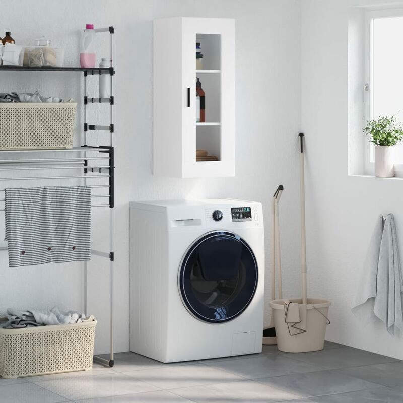 Armadietto da bagno，Mobile a Parete，Armadietto a Muro Bianco 34,5x34x90 cm  CNWI794173 MaisonChic