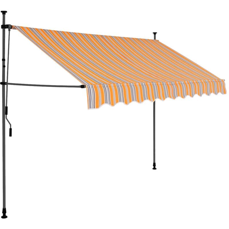 Tenda da Sole，Tende da esterno，Tenda Parasole，Telo Ombreggiante  Autoportante Manuale 500x300 cm Gialla Bianca XZZ795945 MaisonChic