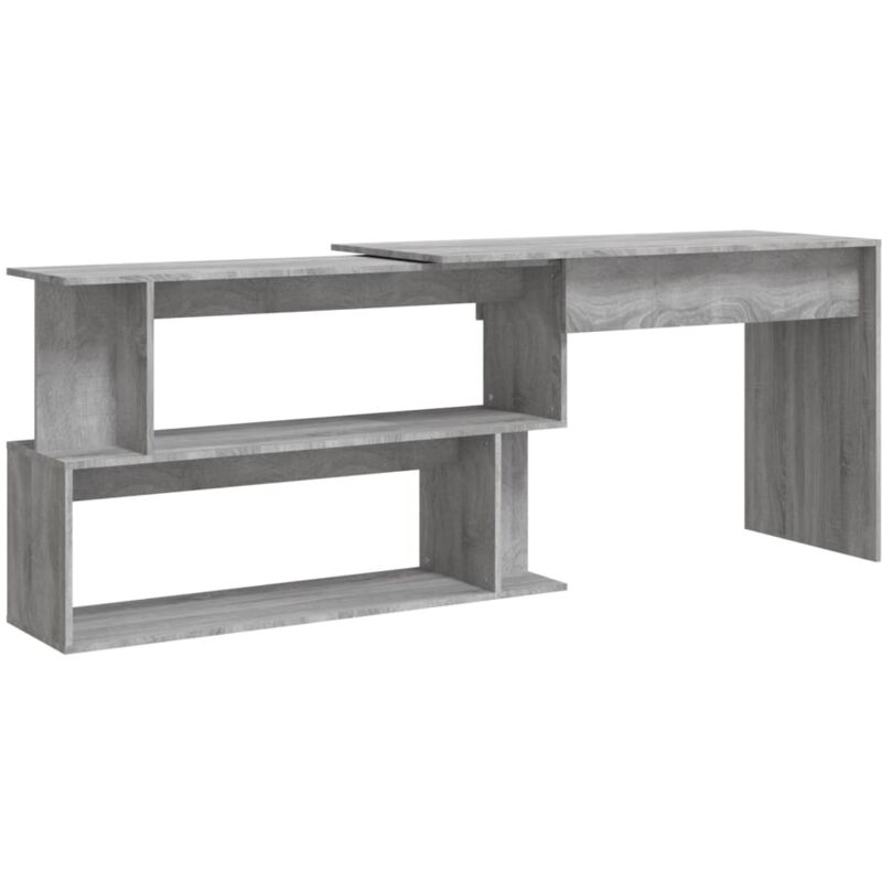 Scrivania，Scrivania per Computer，Tavolo da studio Angolare Grigio Sonoma  200x50x76 cm Legno Multistrato XZZ400332 MaisonChic