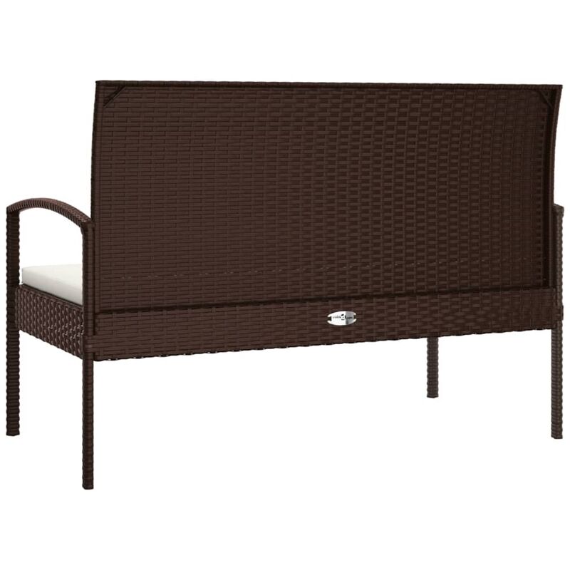 Panchina da Giardino，Panca da Giardino，Panchina da esterno con Cuscino  Marrone 105 cm in Polyrattan