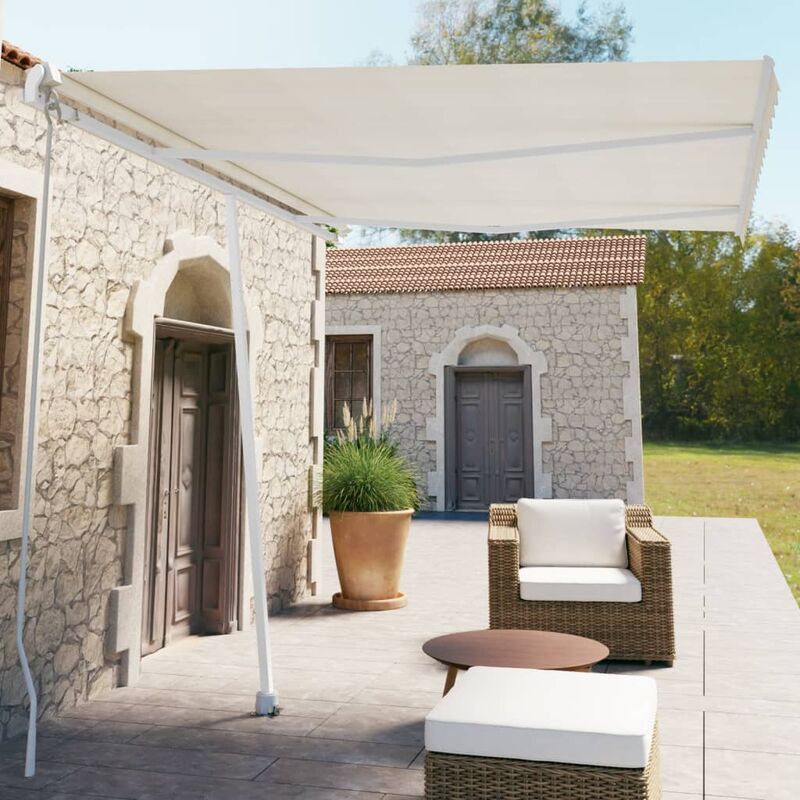 Tenda Da Sole Per Balcone Telo Parasole Tessuto Impermeabile 240gr Sistema  A Caduta Bracci Supporto Manovella Terrazzo Finestra Beige 245x245 cm