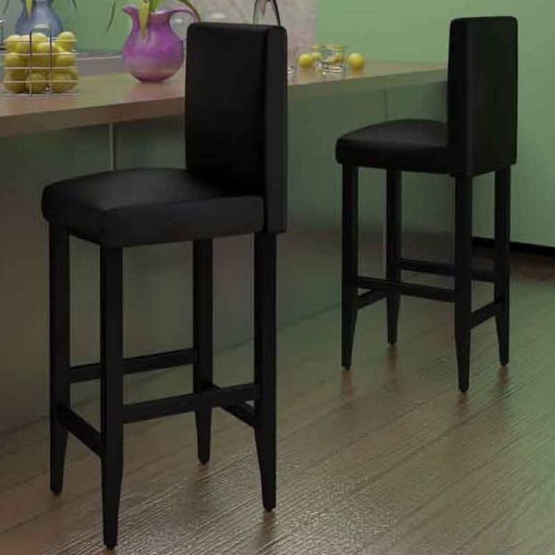 Set di 2 Sgabelli da Bar，Sgabelli Alti，Sgabelli Cucina，Sedie da Bar Neri in  Similpelle CWW908589 MaisonChic