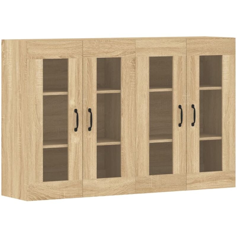 2 pz Armadietti a Parete，Armadietto a Muro，Mobiletto da bagno，Credenza  Rovere Sonoma in Legno Multistrato CWW313699 MaisonChic