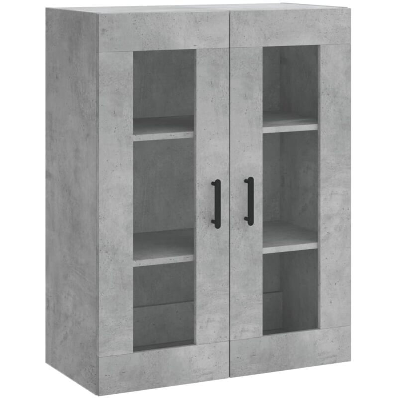 2 pz Armadietti a Parete，Armadietto a Muro，Mobiletto da bagno，Credenza  Grigio Cemento in Legno Multistrato CWW138420 MaisonChic