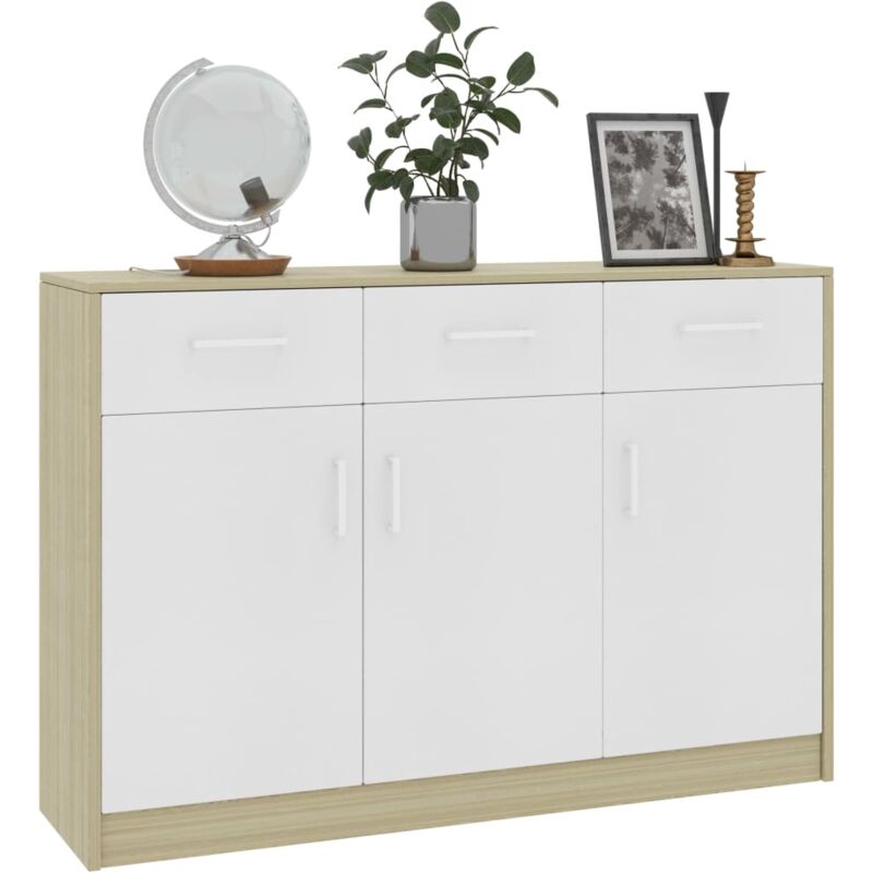 SECOLI Credenza Soggiorno Moderno,Credenza Cucina, Mobile Soggiorno, in  Truciolato Grigio Sonoma 102x33x75 cm