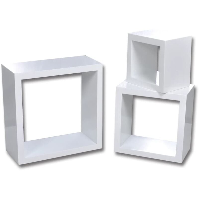 Mensole a Cubo Set 3 pz, Mobile Moderno Bianche vidaXL 9889