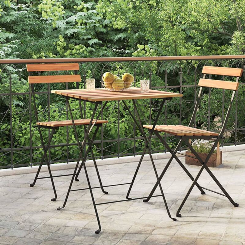 Tavolo da Giardino, Tavolo Bistrò Pieghevole 55x54x71cm Legno Massello Teak Acciaio vidaXL 3612
