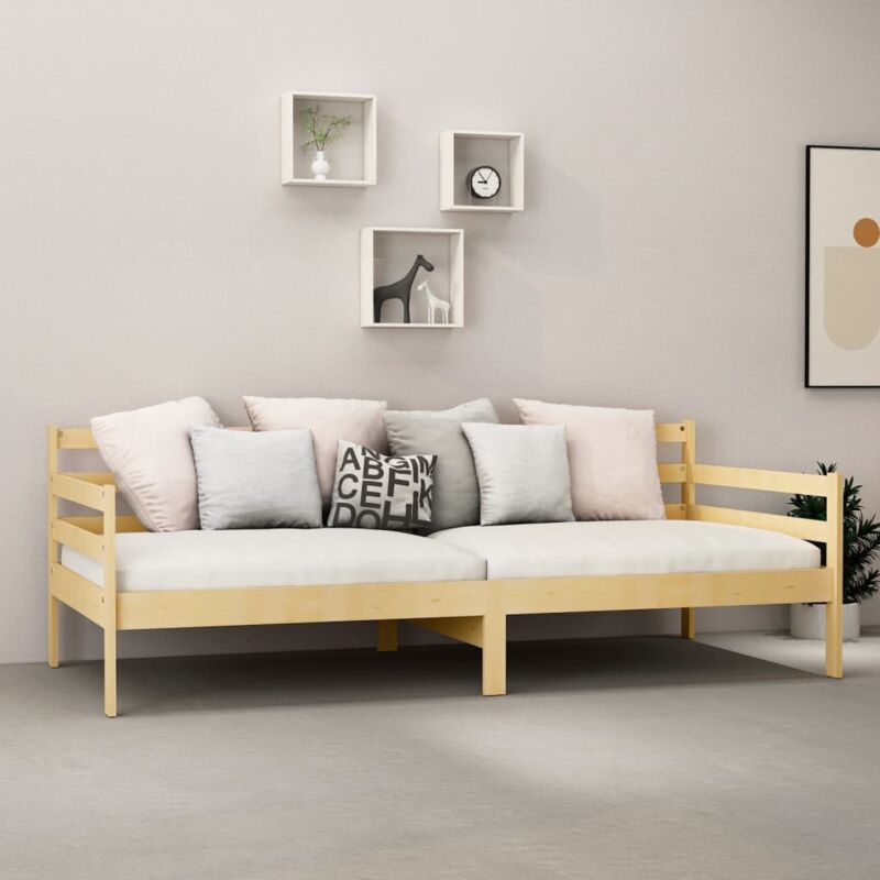 Letto Singolo Moderno Struttura Letto Divano Letto con Materasso 90x200 cm  Legno Massello di Pino ITD29123