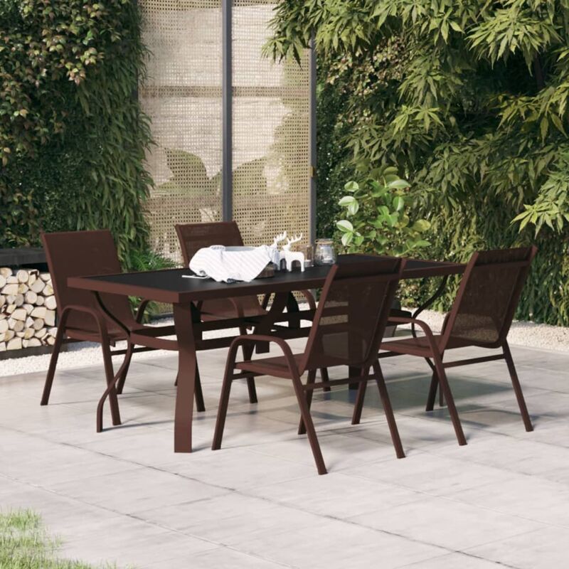 Set da Pranzo da Giardino 5pz Salotto da Giardino Marrone e Nero ITD59735