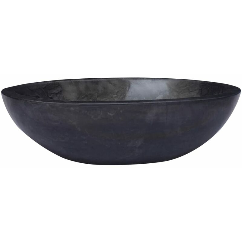 Lavabo d'appoggio in marmo nero o crema 40 cm con interno lucido ed esterno  bocciardato LAV53