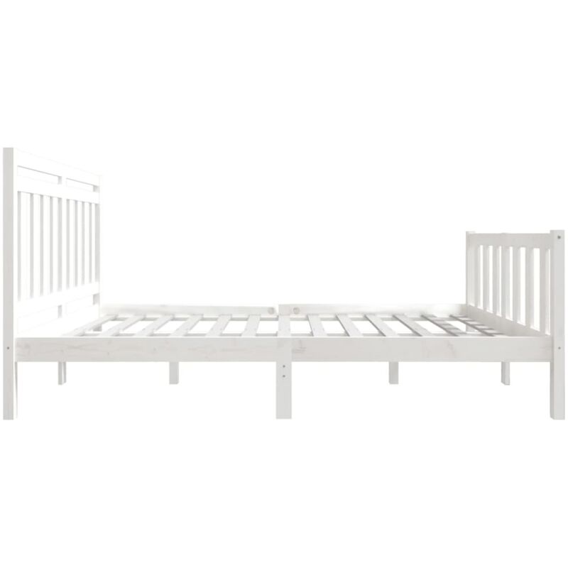 Letto matrimoniale Moderno Struttura Letto Giroletto Bianco in Legno  Massello 160x200 cm ITD98976