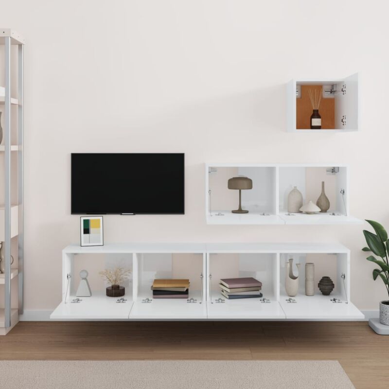 Mobile Porta TV，Mobili TV，Tavolino TV Bianco 100x31,5x35 cm in Legno  Multistrato MCWN258624 MaisonChic