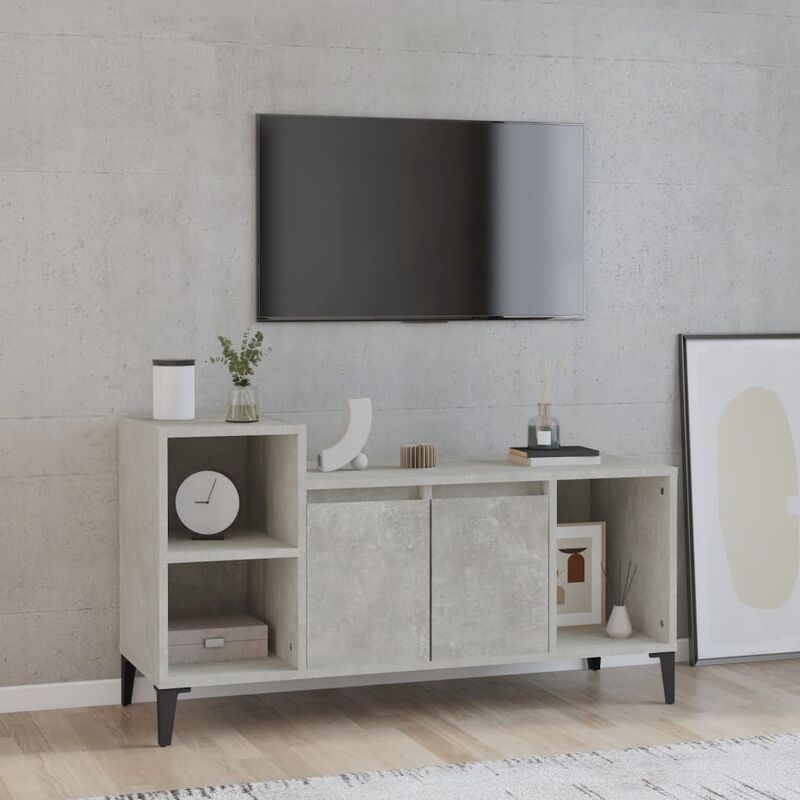 Mobile Porta TV，Mobili TV，Tavolino TV Grigio Cemento 100x35,5x45cm Legno  Multistrato MCWN254032 MaisonChic