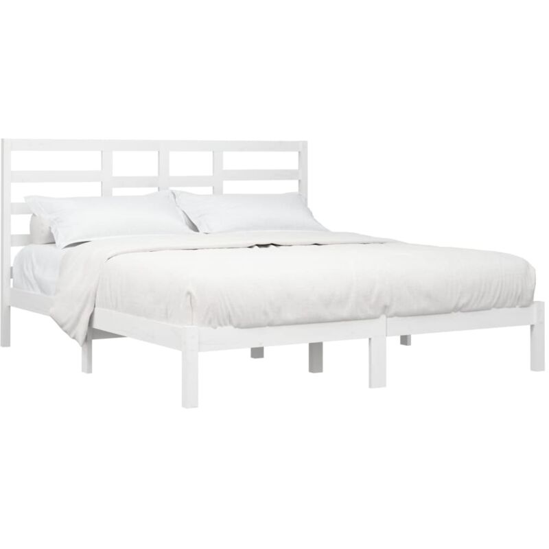 Letto adulto，Giroletto，Letto matrimonial，Struttura del letto Bianco in  Legno Massello 120x200 cm DGVS2796147 MaisonChic