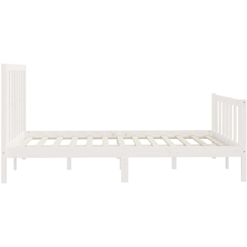 Letto matrimoniale Moderno Struttura Letto Giroletto Bianco in Legno  Massello 150x200 cm 5FT King Size ITD49948