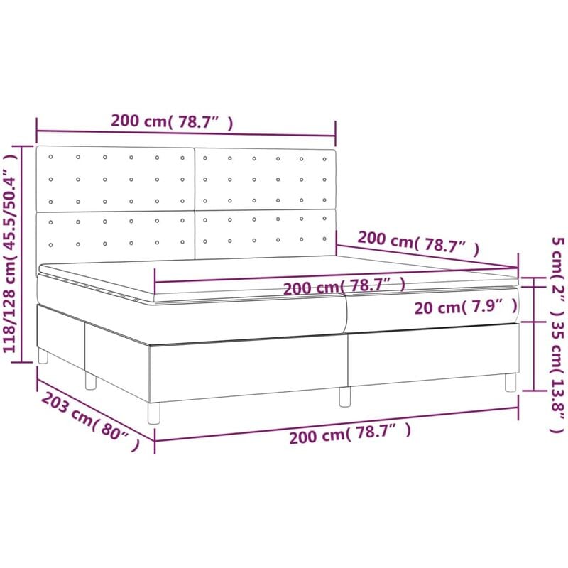 Letto matrimonial，Giroletto a Molle con Materasso，Letto adulto，Mobili  camera da letto Nero 200x200 cm in Similpelle DGVS3277490 MaisonChic