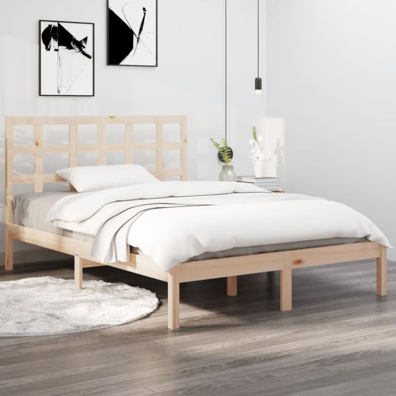 Letto Matrimoniale Moderno Struttura Letto Giroletto in Legno Massello  120x190 cm 4FT Small Double ITD21625