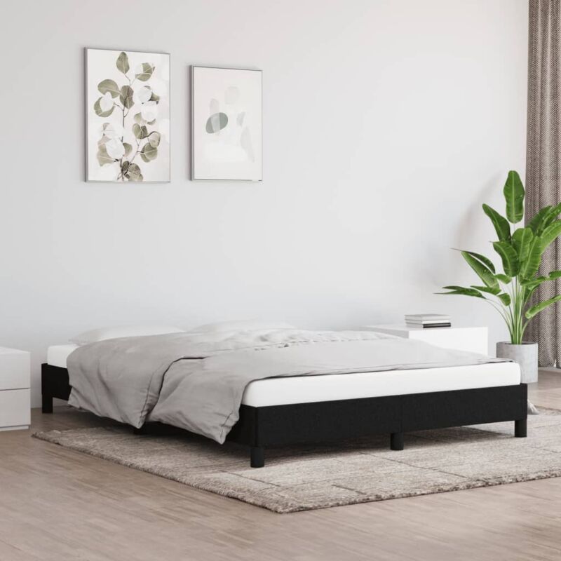 Letto Matrimoniale Moderno Struttura Letto Giroletto Nero 140x200 cm in Tessuto  ITD20690