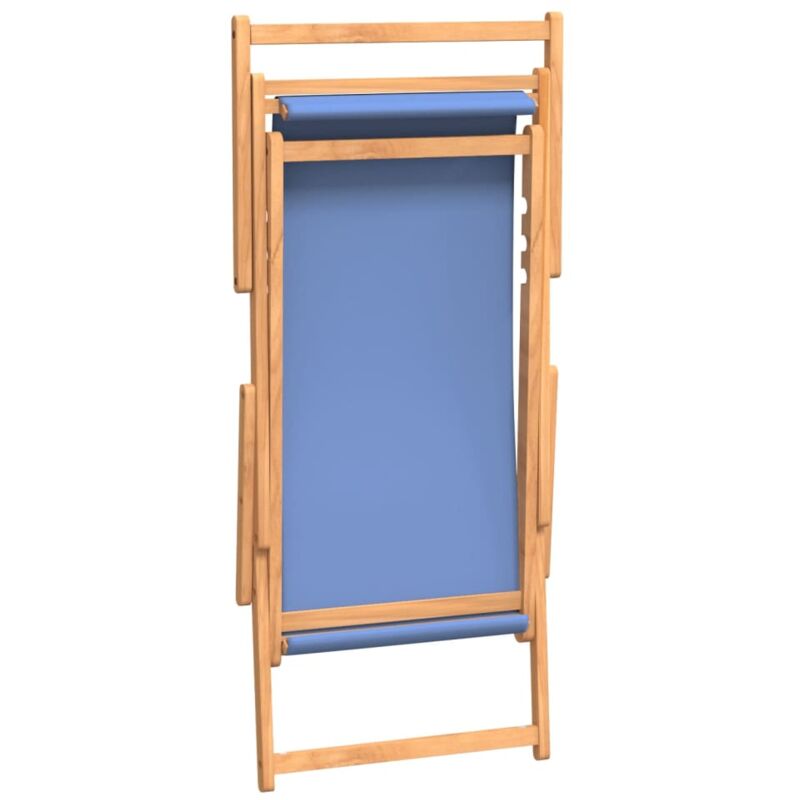 Sdraio In Legno Di Teak Pieghevole Blu - Per Spiaggia, Giardino E Terrazza