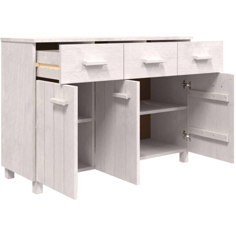 Credenza Madia Moderna Buffet da cucina Bianca 110x34x75 cm in Legno  Massello di Pino ITD62533