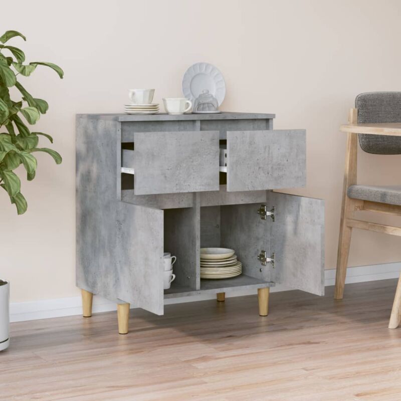 Credenza Madia Moderna Buffet da cucina Grigio Cemento 60x35x70 cm in Legno  Multistrato ITD86068