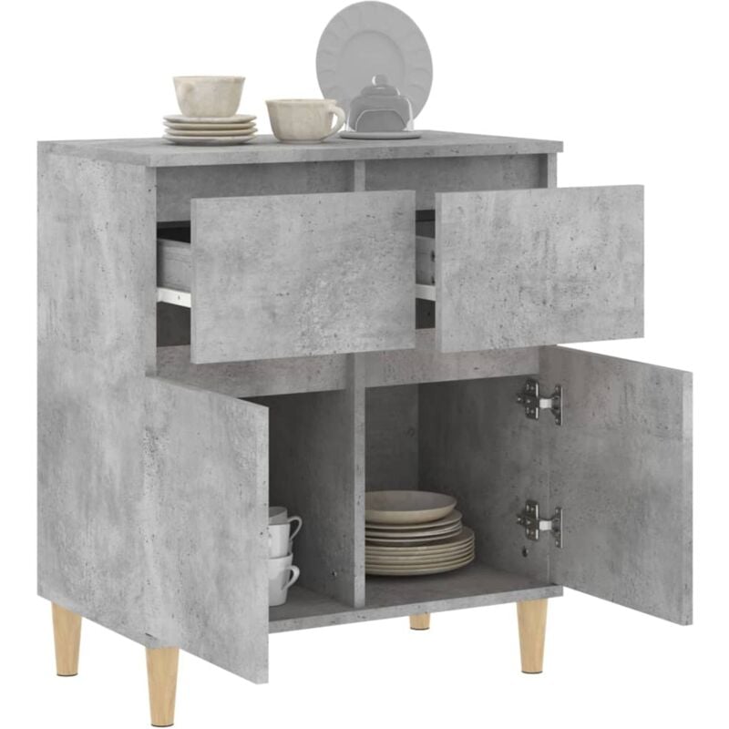 Credenza Moderna，Madia da cucina，Mobile Buffet，Armadio da Cucina con Ruote  Grigio Cemento 33x38x60 cm