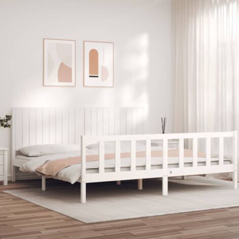 Giroletto con Testiera Struttura Letto con Testiera Letto Matrimoniale con  Testiera per adulti Moderno Bianco 200x200