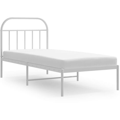 Struttura Letto per adulti,Telaio del letto,Giroletto con Testiera Metallo  Bianco 140x190 cm QSW70519