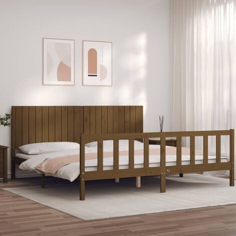 Giroletto con Testiera Struttura Letto con Testiera Letto Matrimoniale con  Testiera per adulti Moderno Miele 200x200