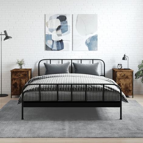 Comodino moderno per camera da letto, Tavolino da notte con 1 cassetto e  pomello, cm 40x38h41, colore Bianco e Grigio