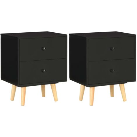 Yaheetech Set 2 Comodini Camera da Letto Tavolino con Cassetto Tavolini Laterale da Divano Tavolini d'Appoggio Moderni in Legno MDF Comodino da Letto Salotto 40 x 30 x 61 cm Nero