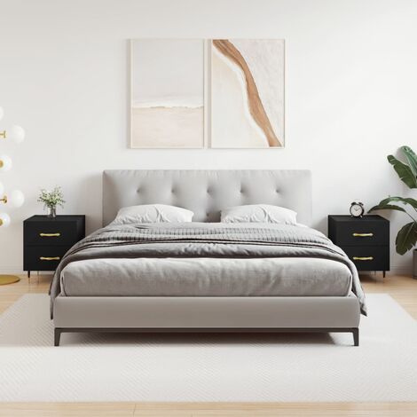 Set di 2 comodini in rattan con cassetto, Tavolini laterali stile boho da letto in legno per soggiorno Naturale | Leroy Merlin