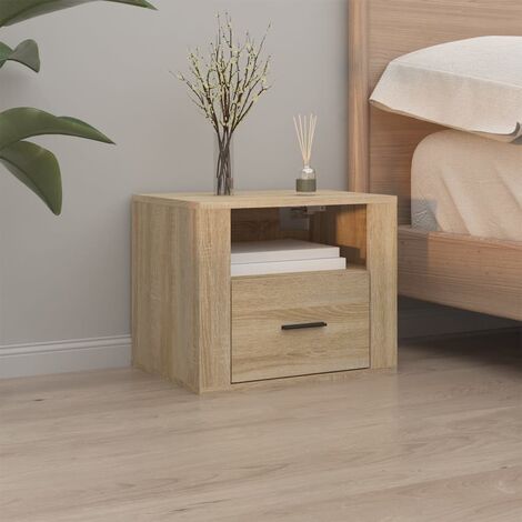 VidaXL Comodino In Legno Massello Di Quercia E MDF - Mobiletto Rustico Marrone, Cassettiera Per Camera Da Letto, Dimensioni 36x30x47 Cm