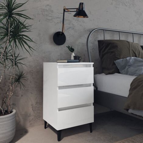 Comodino Bianco Con 3 Cassetti, Comodini Bianco Moderno Con Cassetto Alto  59cm, Tavolino Salotto Con 5 Colori, Cassettiera Camera Da Letto, Comodino