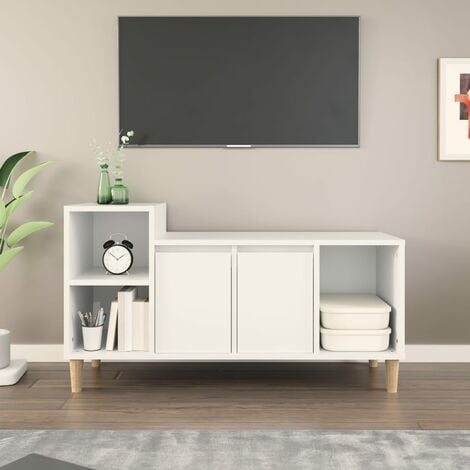 Mobile Porta TV Bianco 100x35x55 cm in Legno Multistrato » Stile Arredo Casa