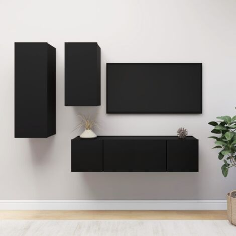 Mobile TV Elegante,Porta TV - Tavolino TV con Ruote Nero 90x35x35 cm in  Truciolato -MC50733