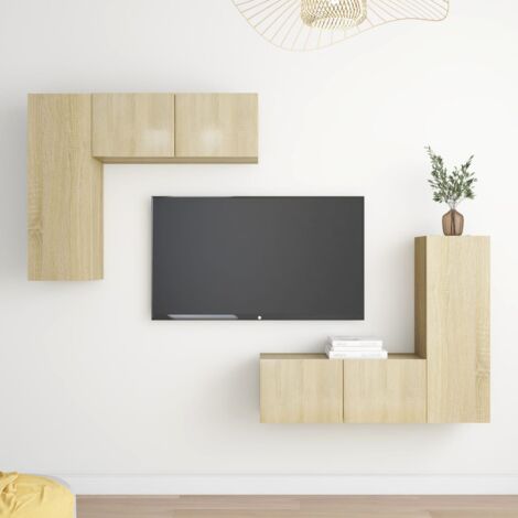 Set 4 Porta TV Set Mobili TV Scandinavo,Tavolini TV Rovere Sonoma in  Truciolato -MC34361