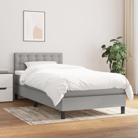 Letto singolo con rete a doghe, schienale e due cassetti - letto 90 x 200  cm - grigio