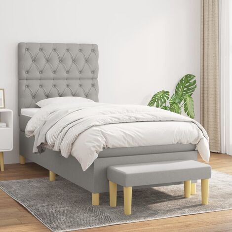 Letto adulto，Giroletto a Molle con Materasso，Letto singolo，Mobili camera da  letto Grigio Chiaro 80x200