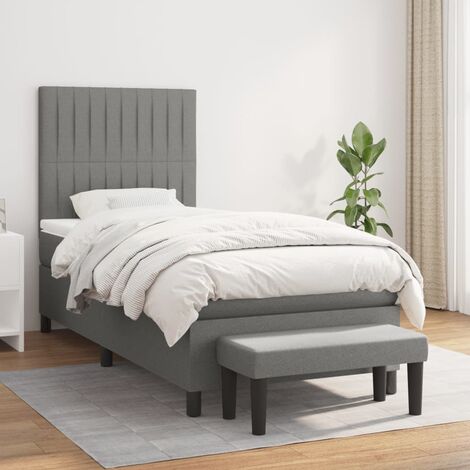 Letto adulto，Giroletto a Molle con Materasso，Letto singolo，Mobili camera da  letto Grigio Scuro 90x200 cm Tessuto DGVS9406920 MaisonChic