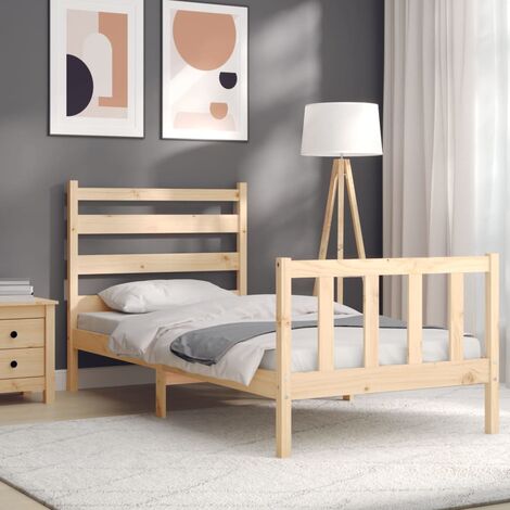 Letto adulto，Giroletto con Testiera，Letto singolo，Letto con testiera 90x190  cm in Legno Massello DGVS2915306