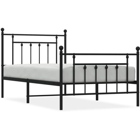 Letto adulto，Giroletto con Testiera e Pediera，Letto singolo，Struttura del  letto Metallo Nero 100x190 cm DGVS6419849 MaisonChic